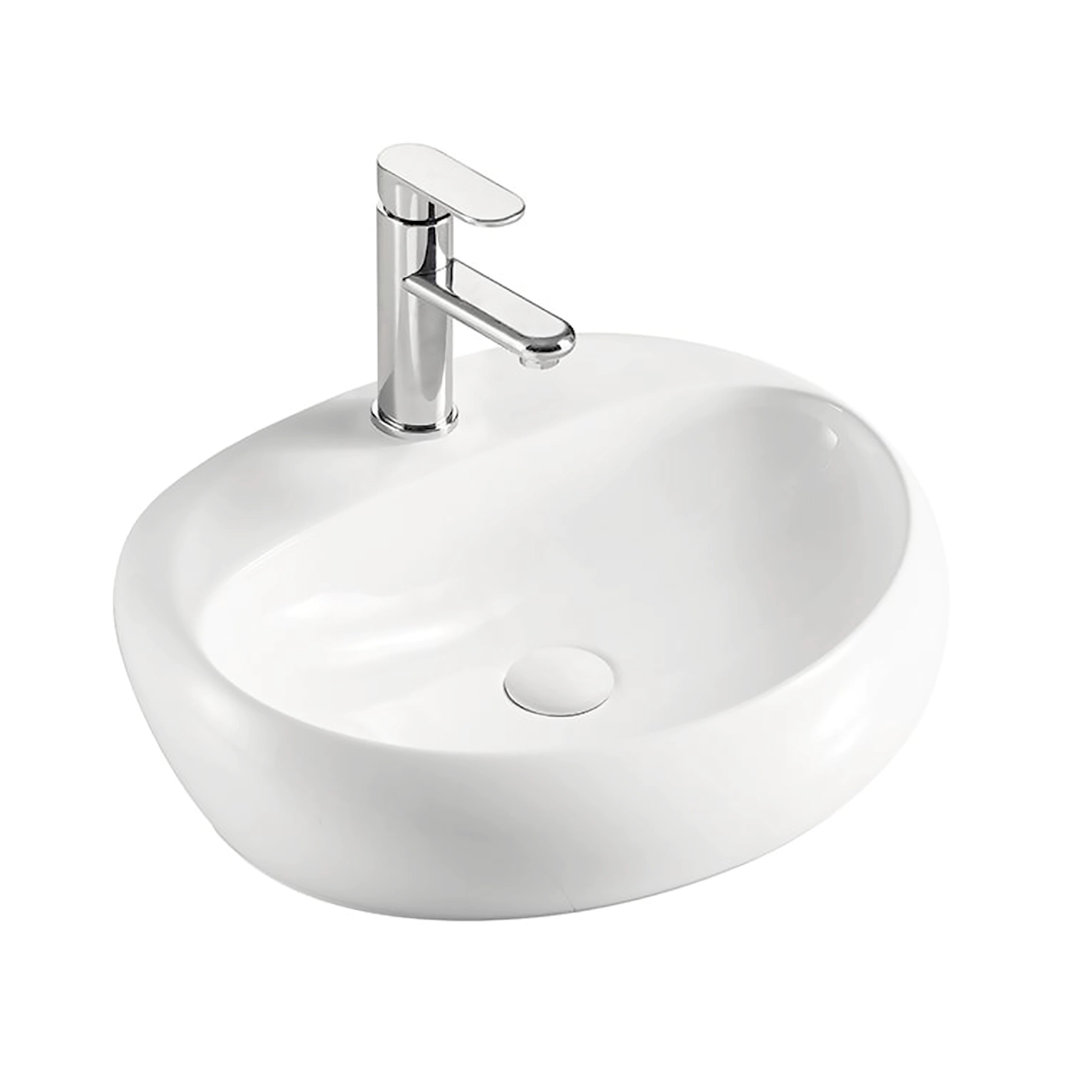 21 inches premium quality glossy white oval shape porcelain vessel sink, countertop sink produced by meilong ceramics